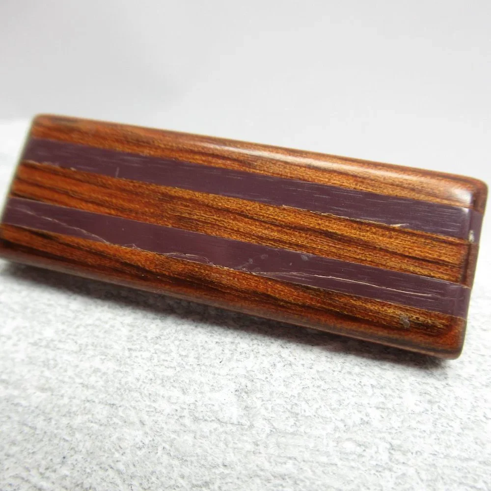 Wood Inlay Brooch